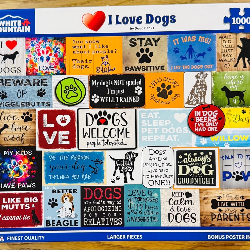White Mountain 'I Love Dogs' Puzzle - Red, Blue, Black